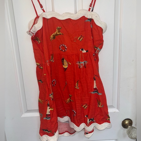 NWT retail $98 size M #Anthro CELANDINE Linen blend scalloped mini dress. - Picture 5 of 6